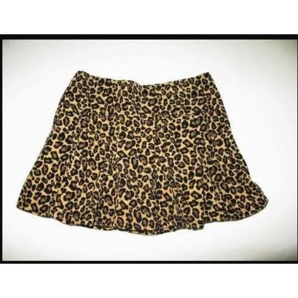 Gymboree Outlet tan black leopard cheetah spotted pullon cord mini skirt skort 4 - Picture 2 of 3